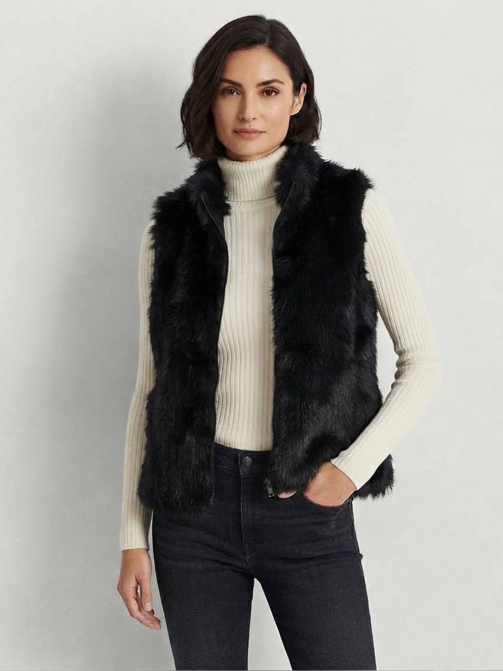 Atmosphere Black Feux Fur Vest